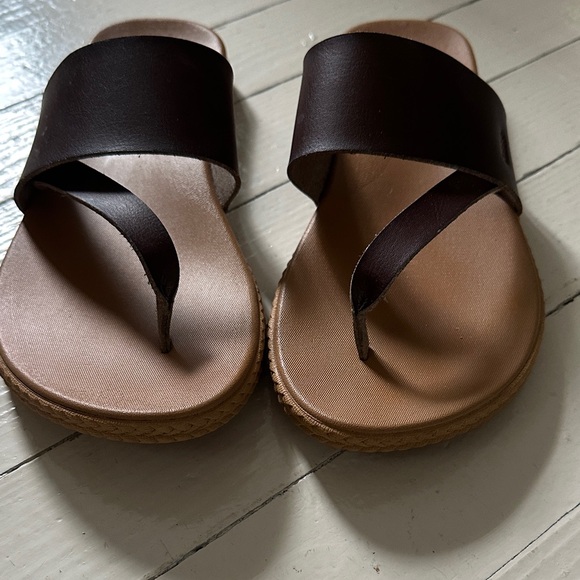 Reef Dark Brown Leather Flip Flops - Picture 2 of 8